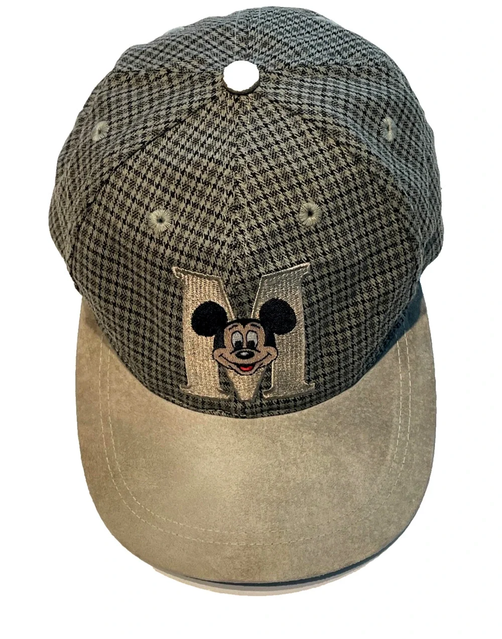 Vintage MICKEY MOUSE Plaid Snapback Hat ~ Disney Goofy's Hat Co Brown Suede Brim